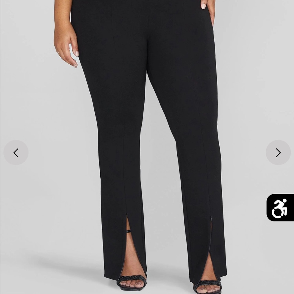 Fashion to Figure Black Ponte Pants with Zipper Detail Bell Bottoms